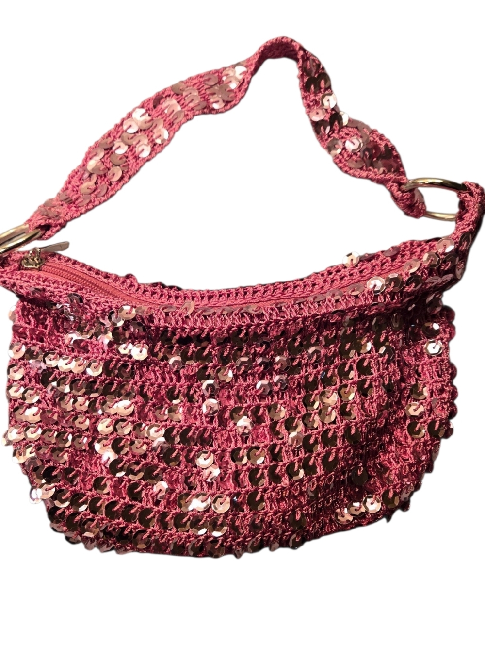 Limited Too Y2K Sequin Crochet Pink Bag